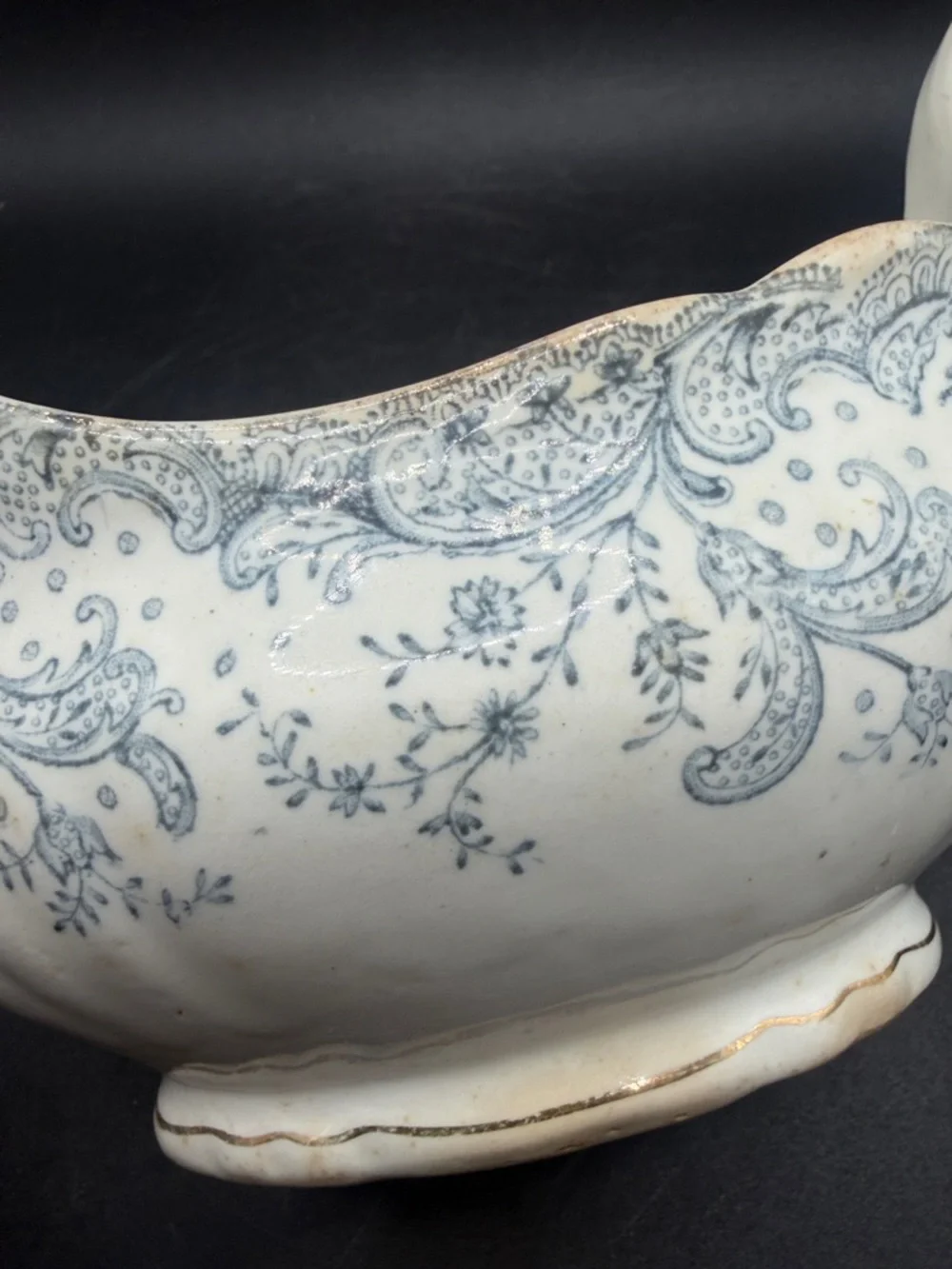 John Maddock & Sons Antique Royal Vitreous Seville Blue & White Gravy Boat